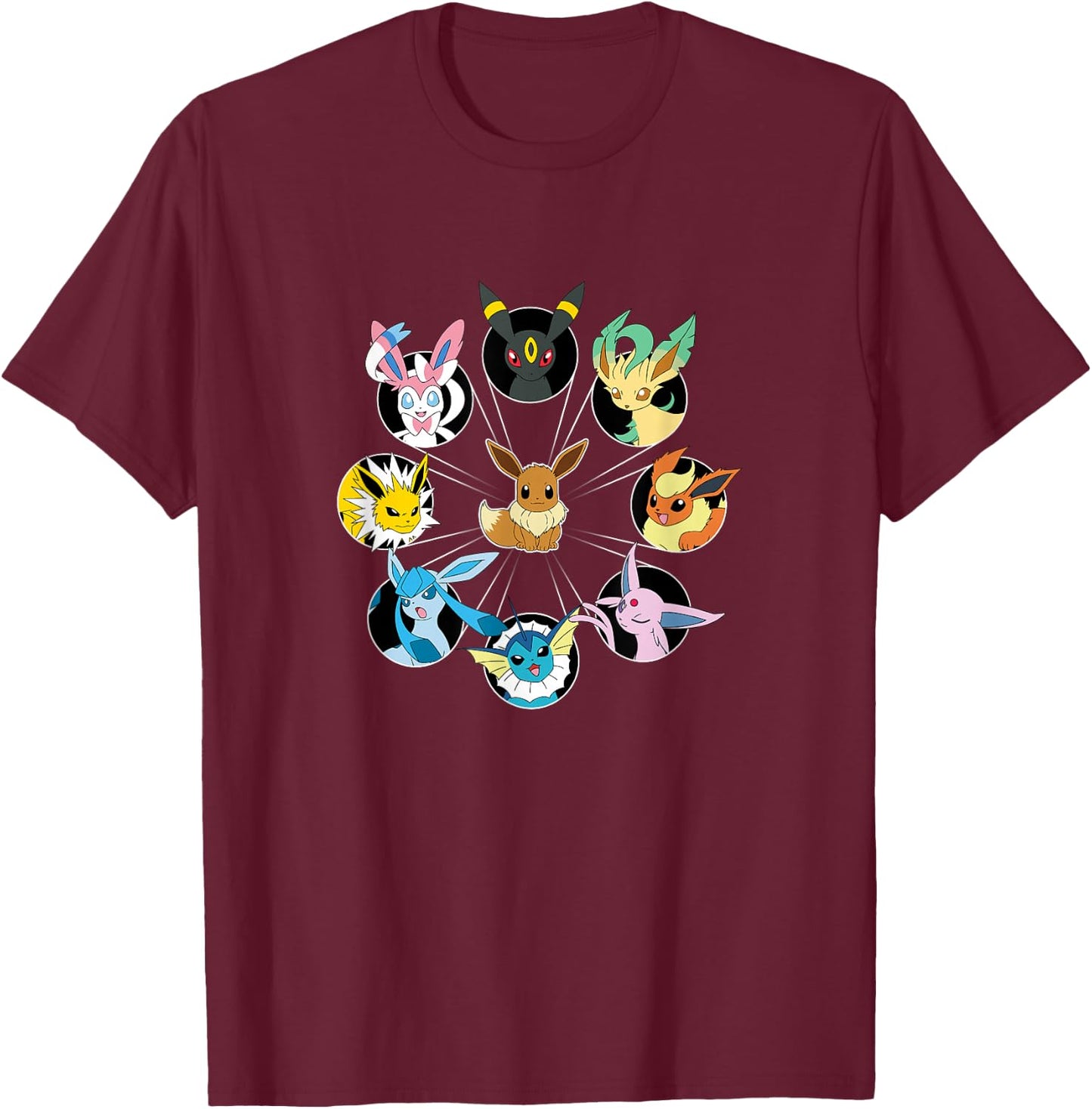 Pokémon - Eevee Evolution Circle T-Shirt - T-Shirt | Maroon