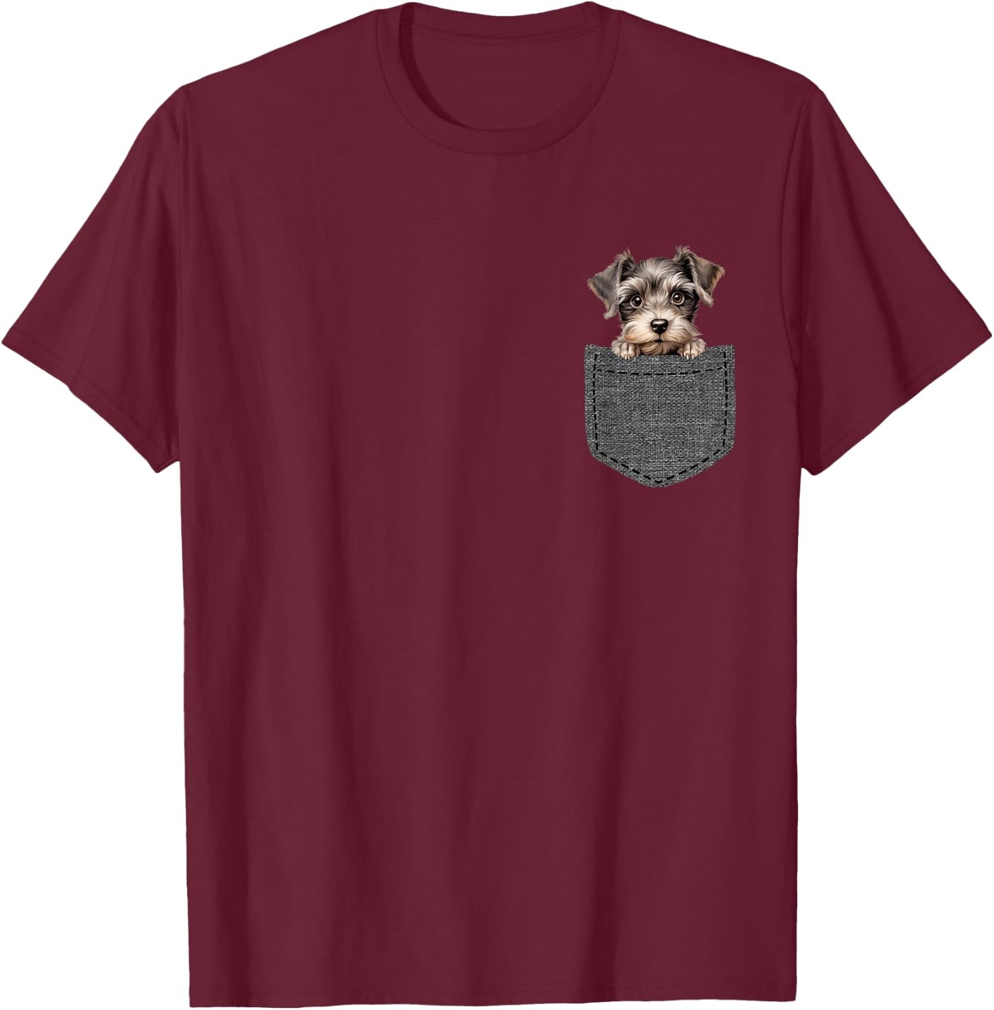 Dog in Pocket Miniature Schnauzer T-Shirt - T-Shirt | Maroon