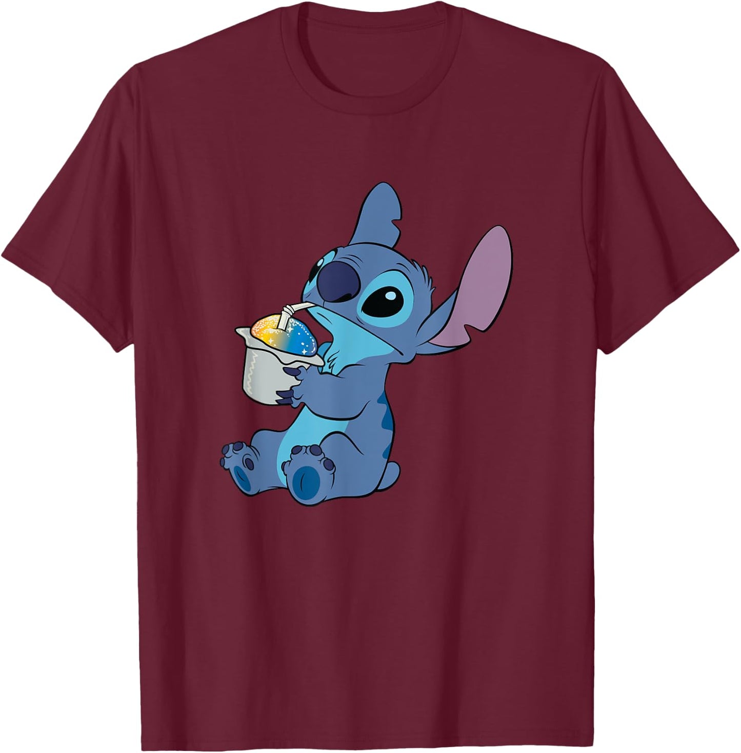 Disney Lilo & Stitch Cute Stitch Sparkling Ice Cream Poster T-Shirt - T-Shirt | Maroon
