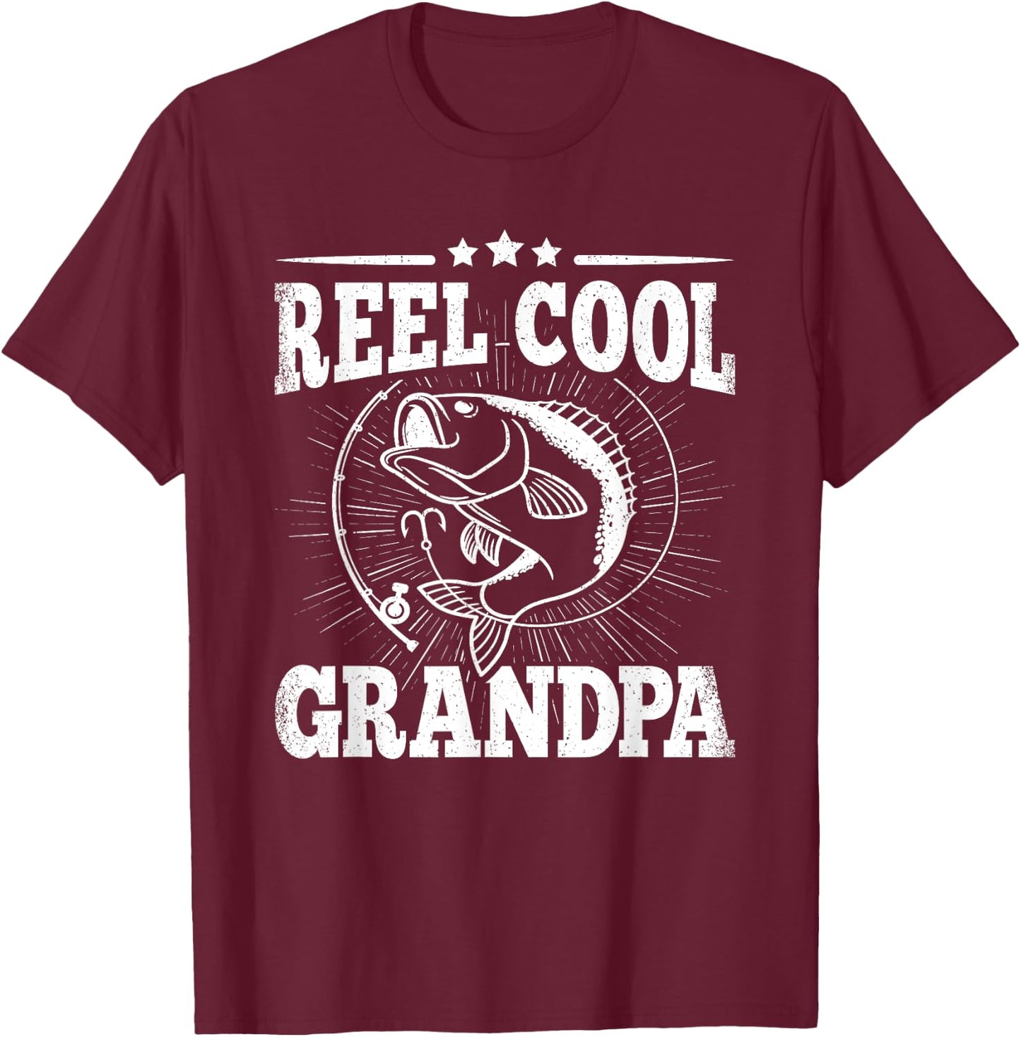 Funny Fishing Vintage Reel Cool Grandpa Grandfather Men T-Shirt - T-Shirt | Maroon
