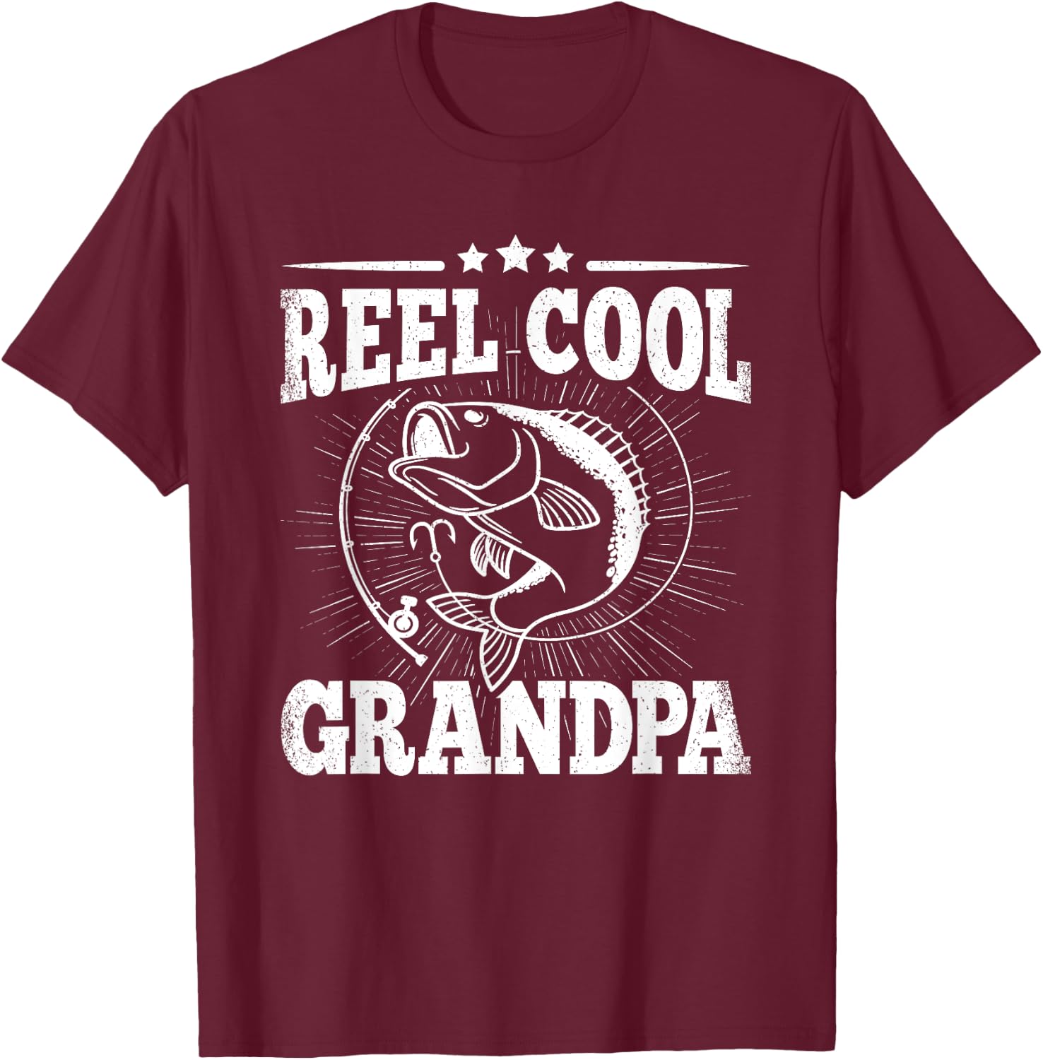 Funny Fishing Vintage Reel Cool Grandpa Grandfather Men T-Shirt - T-Shirt | Maroon