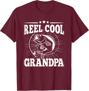 Funny Fishing Vintage Reel Cool Grandpa Grandfather Men T-Shirt - T-Shirt | Maroon