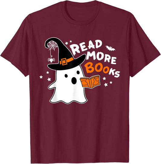 Read More Booooooks Bookish Spooky Teacher Retro Halloween Women Kids T-Shirt - T-Shirt | Maroon