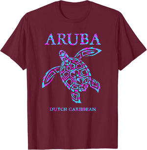 Colorful Aruba Sea Turtle Boys Girls Toddler Souvenir T-Shirt - T-Shirt | Maroon