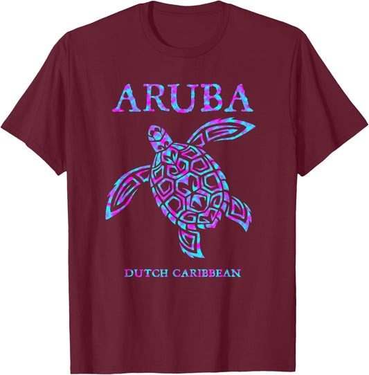 Colorful Aruba Sea Turtle Boys Girls Toddler Souvenir T-Shirt - T-Shirt | Maroon