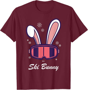 Funny Snowboard Ski Face Funny Ski Bunny T-Shirt - T-Shirt | Maroon