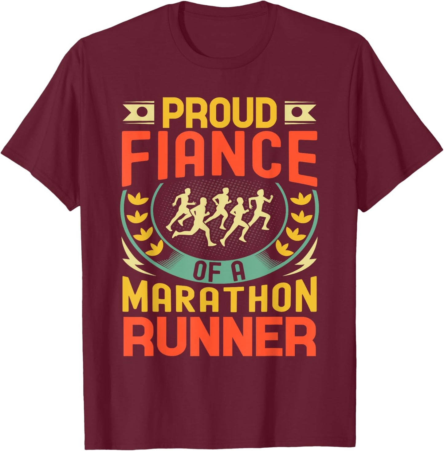 Proud Fiance of a marathon runner gifts retro vintage T-Shirt - T-Shirt | Maroon