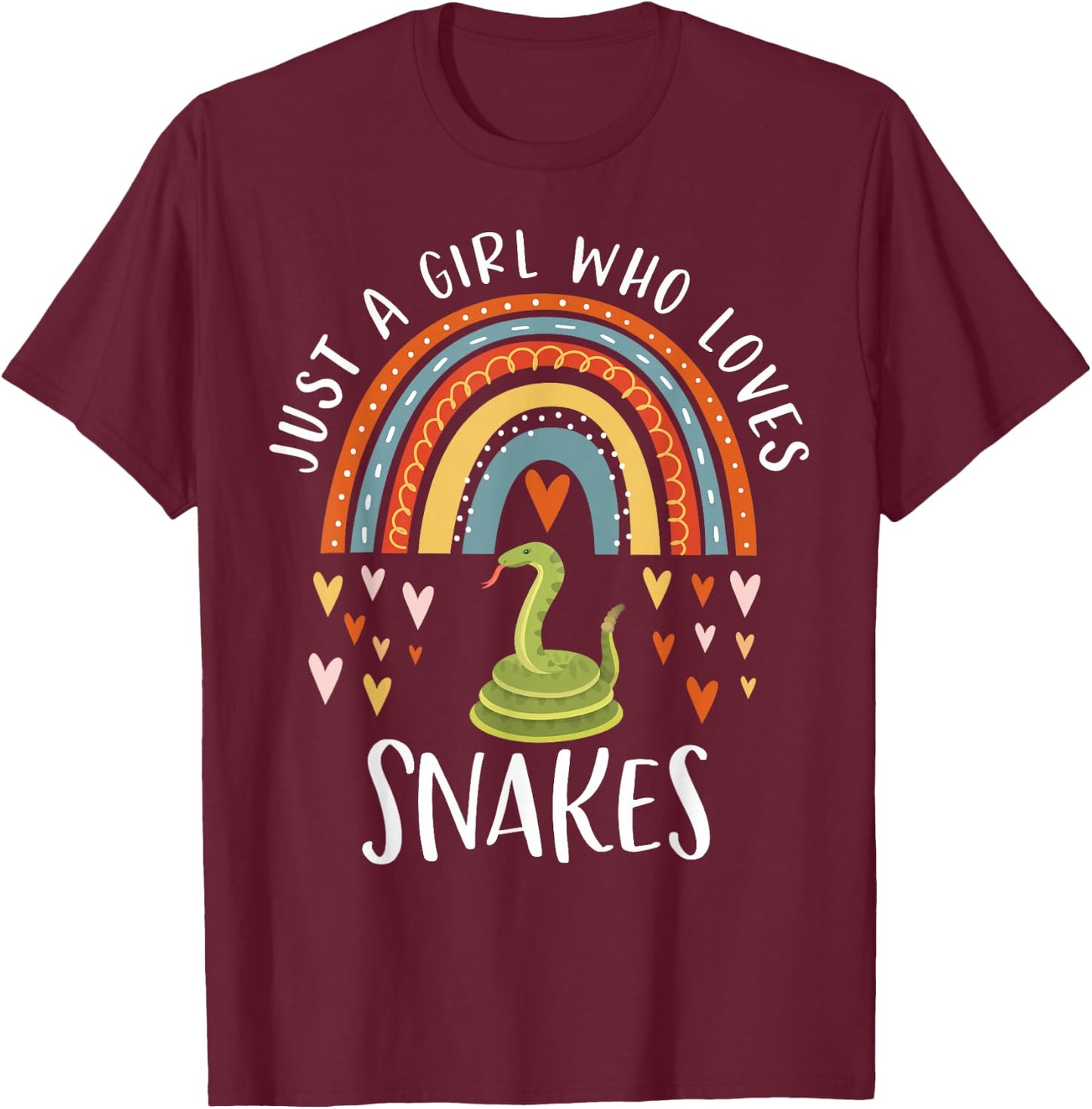 Just A Girl Who Loves Snakes Rainbow Gifts for Snake Lover T-Shirt - T-Shirt | Maroon
