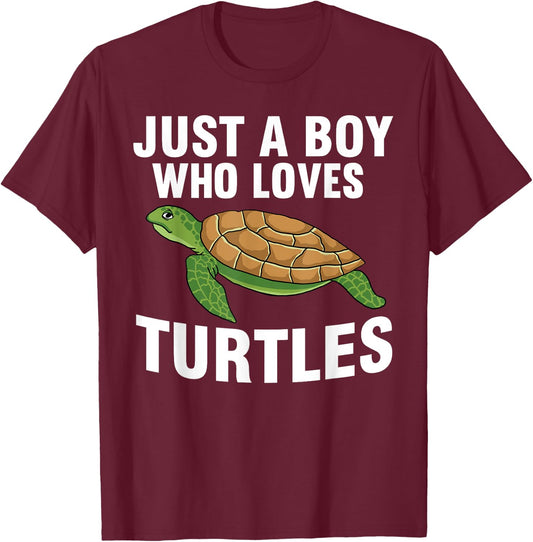 Cool Turtle Design Boys Kids Sea Turtle Animal Lover T-Shirt - T-Shirt | Maroon