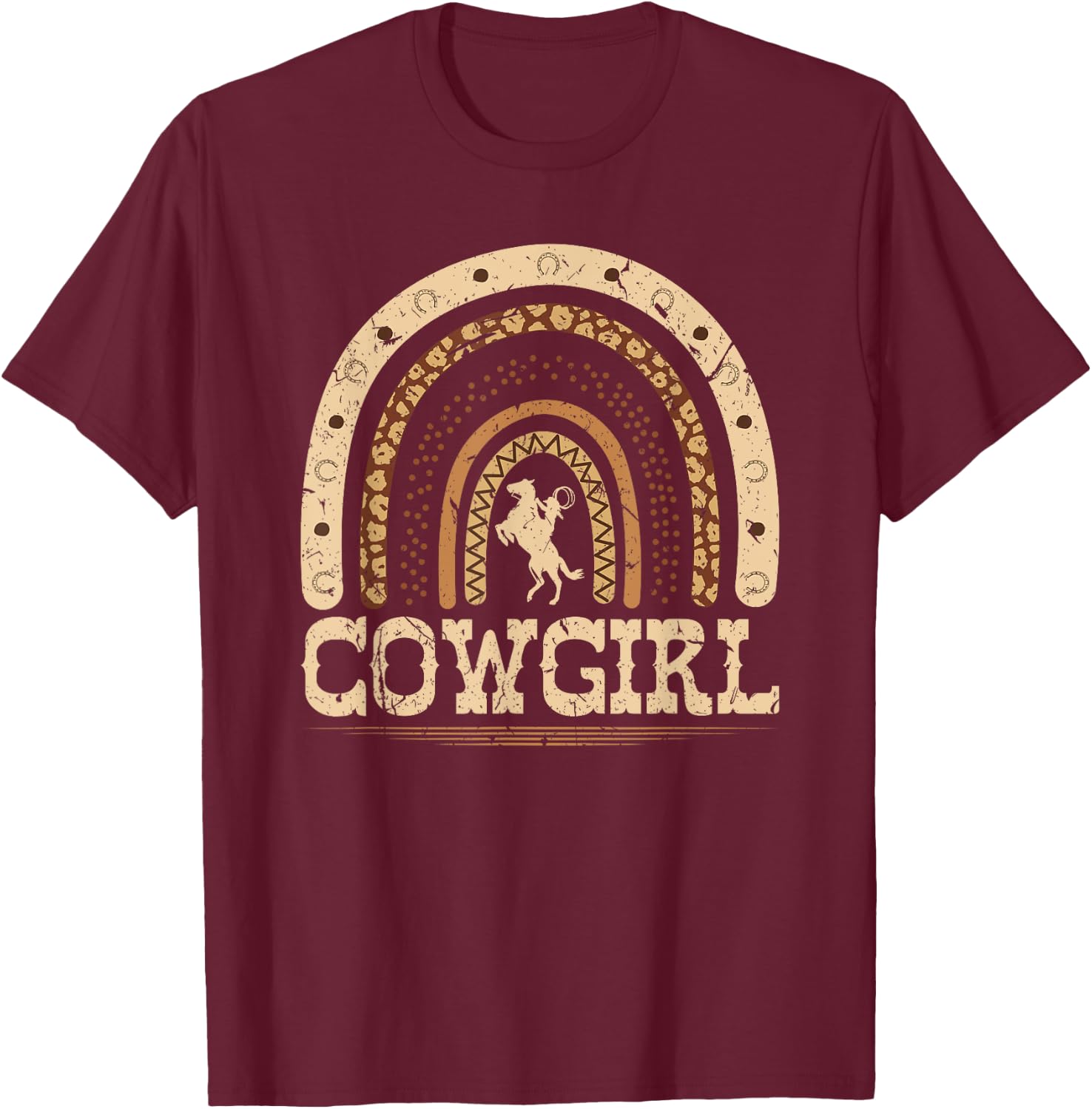 African American Cowgirl, Melanin Country Rainbow T-Shirt - T-Shirt | Maroon