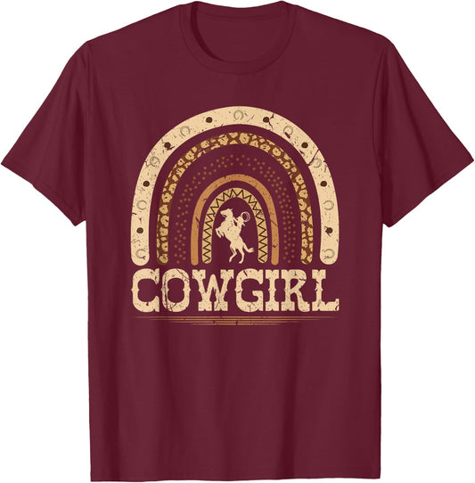 African American Cowgirl, Melanin Country Rainbow T-Shirt - T-Shirt | Maroon