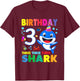 Birthday Kids Shark 3 Year Old 3rd Birthday Matching Family T-Shirt - T-Shirt | Maroon