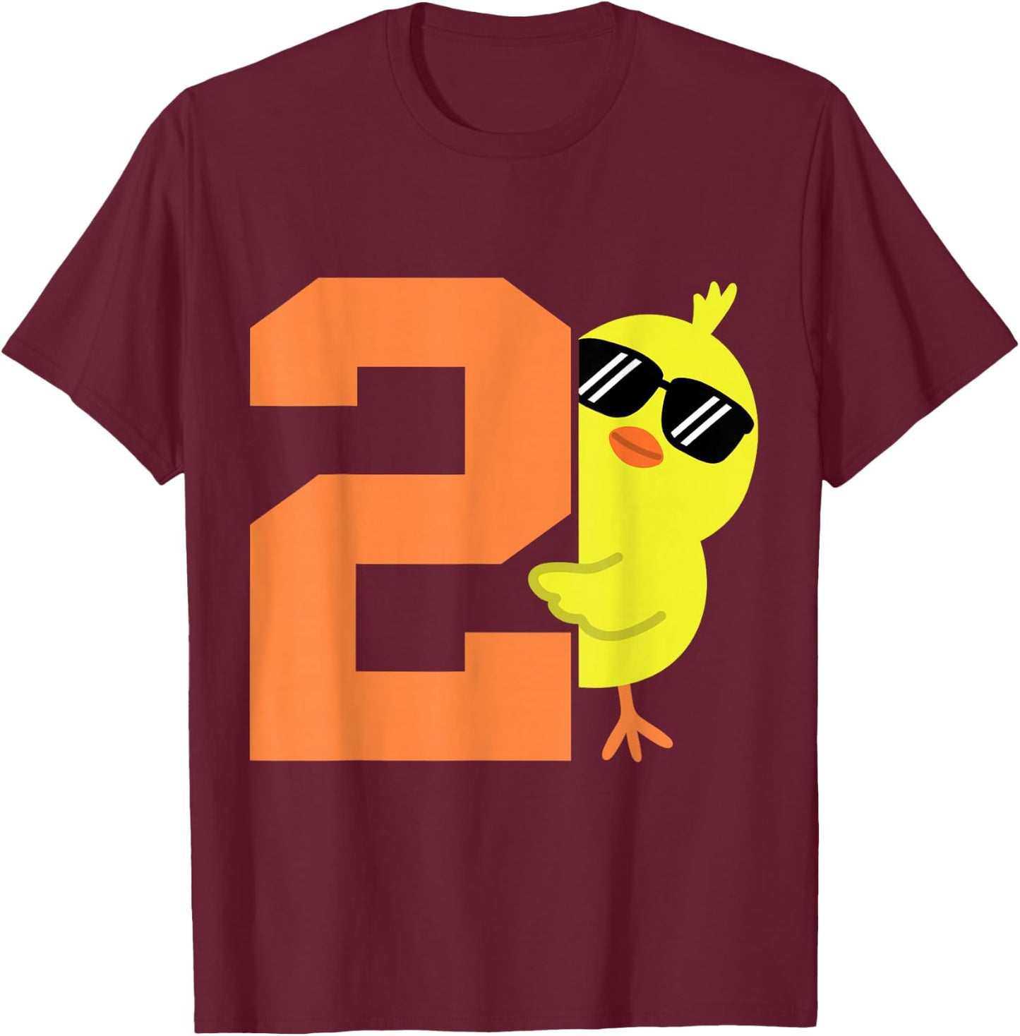 Toddler 2nd Birthday Chicken Themed 2 Year Old Boy Kid Chick T-Shirt - T-Shirt | Maroon