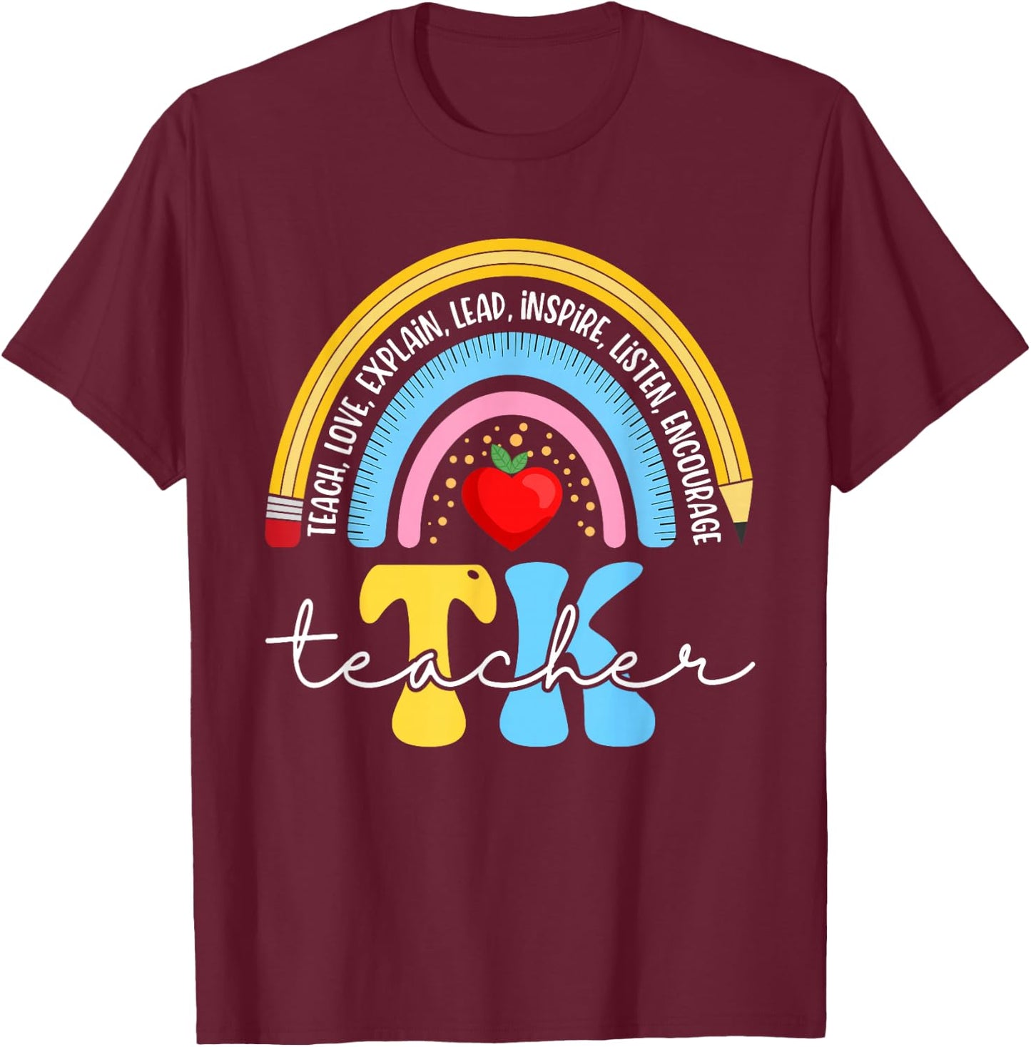Tk Teacher Retro Back To School Transitional Kindergarten Men Women T-Shirt - T-Shirt | Maroon