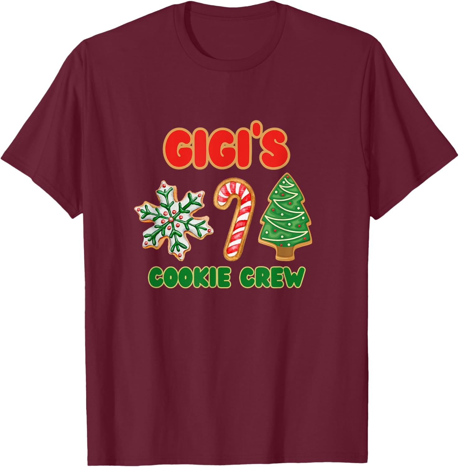 Cute Gigi Christmas Cookie Helper Crew T-Shirt - T-Shirt | Maroon