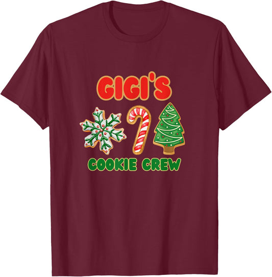 Cute Gigi Christmas Cookie Helper Crew T-Shirt - T-Shirt | Maroon