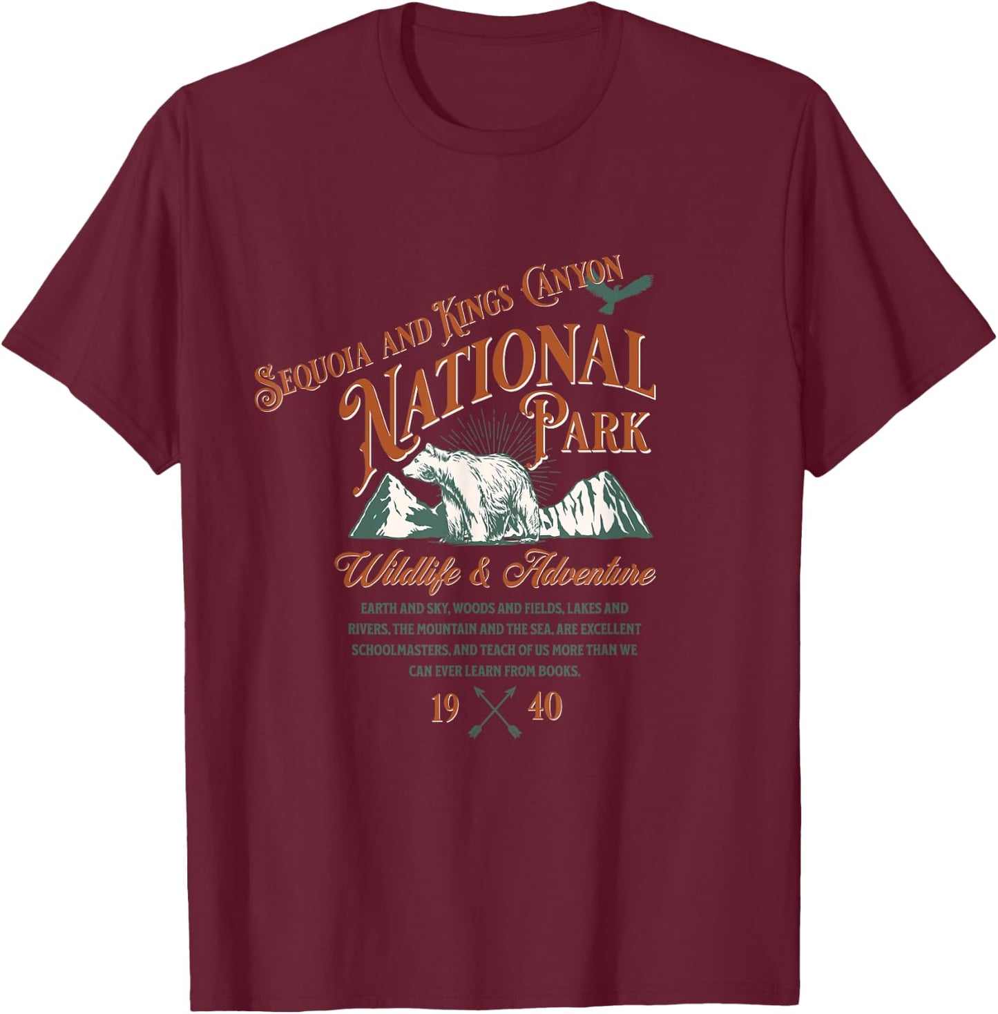 Sequoia and Kings Canyon National Park Adventure Hiking T-Shirt - T-Shirt | Maroon