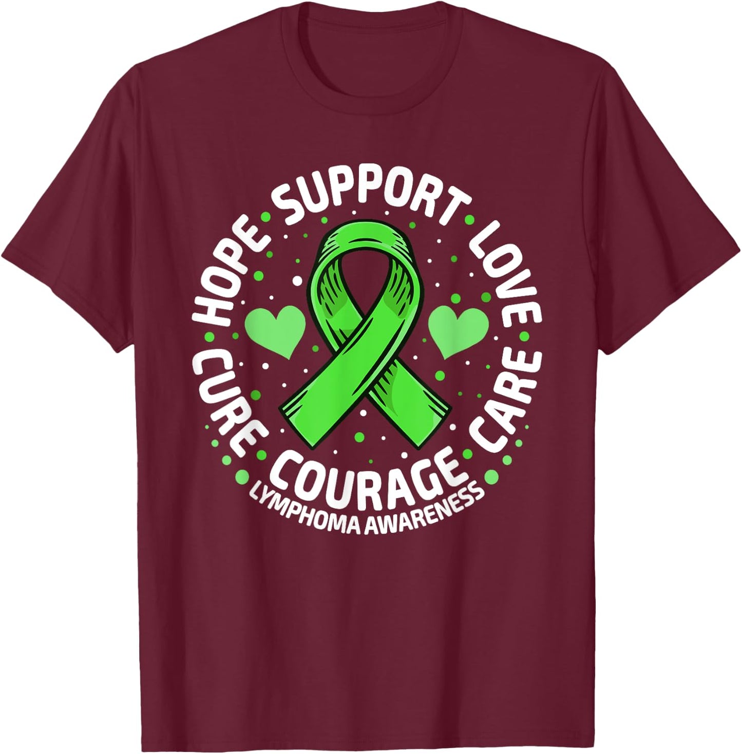 Family Support Non Hodgkin's Lymphoma Cancer Awareness T-Shirt - T-Shirt | Maroon