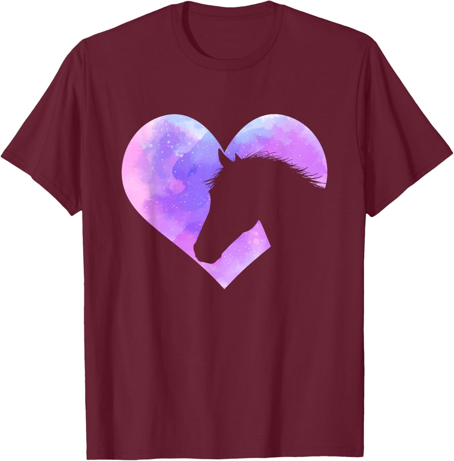 Horse Head Heart Shaped Design - Horseman Horseback Rider T-Shirt - T-Shirt | Maroon