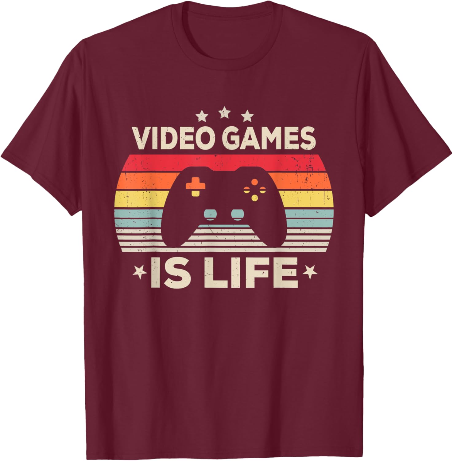 Video Games Is Life Girl Women Men Boys Gamer Gaming Vintage T-Shirt - T-Shirt | Maroon