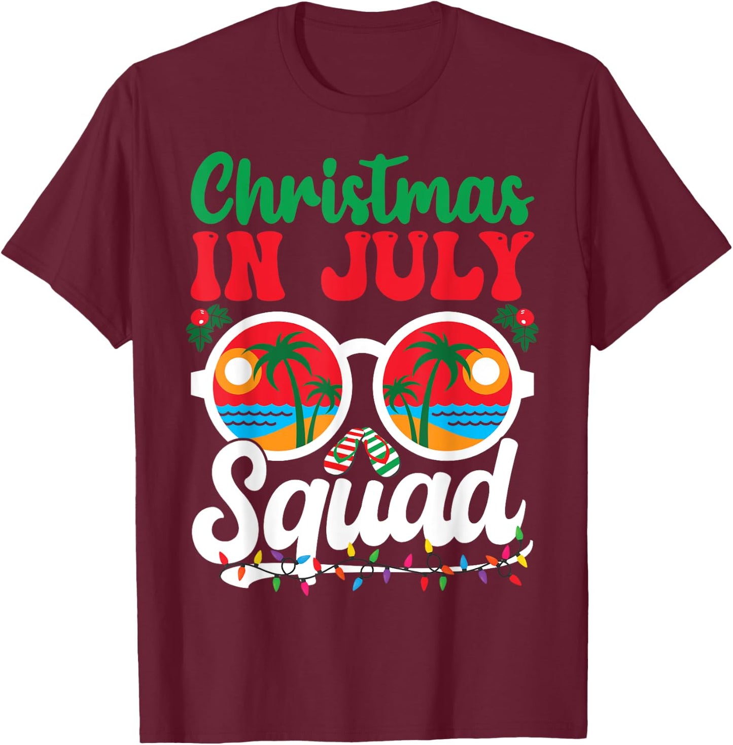 Christmas In July Squad Shirt Family Beach Vacation Summer Men Women Kids T-Shirt - T-Shirt | Maroon