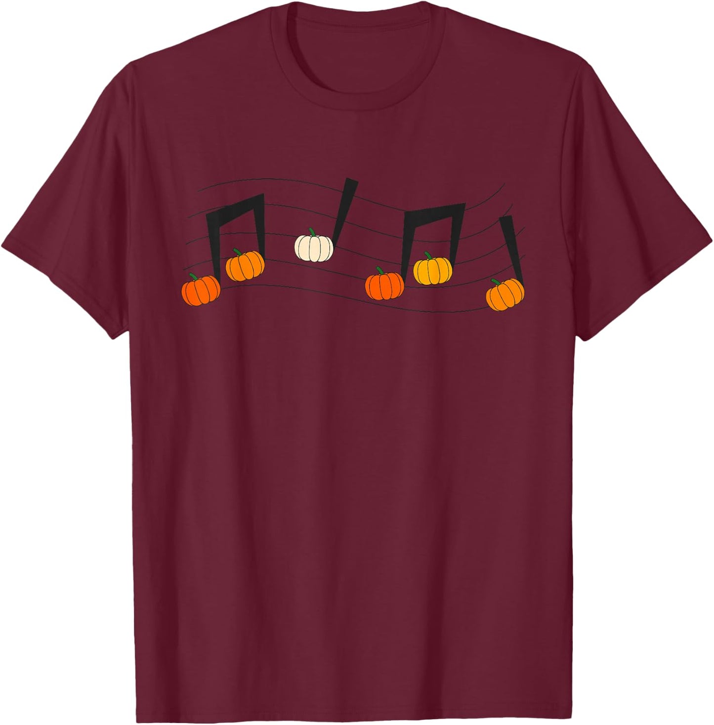 Music Note Pumpkin Fall Music Teacher Halloween Costume T-Shirt - T-Shirt | Maroon