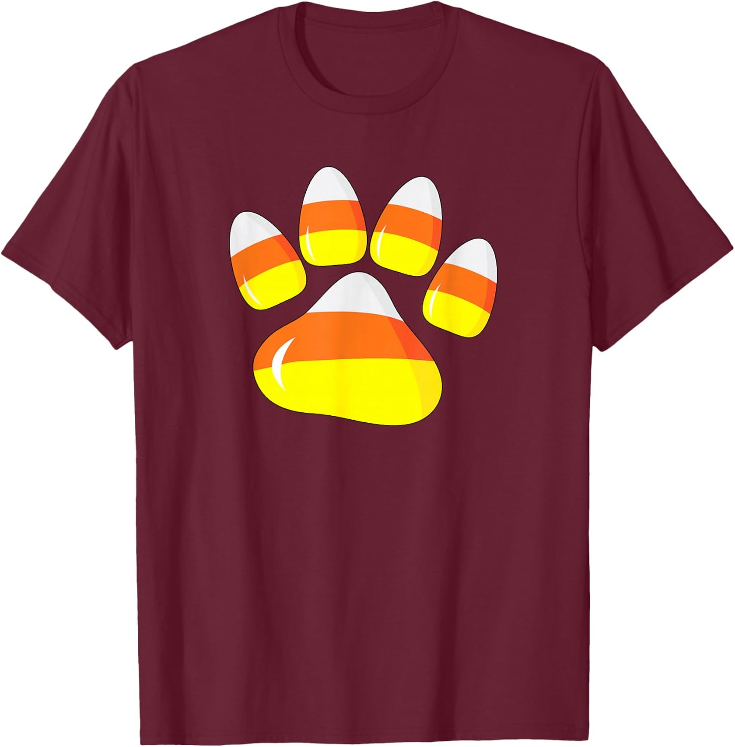 Halloween Costume Candy Corn Paw Dog Funny Pet For Dog Owner Women Kids T-Shirt - T-Shirt | Maroon