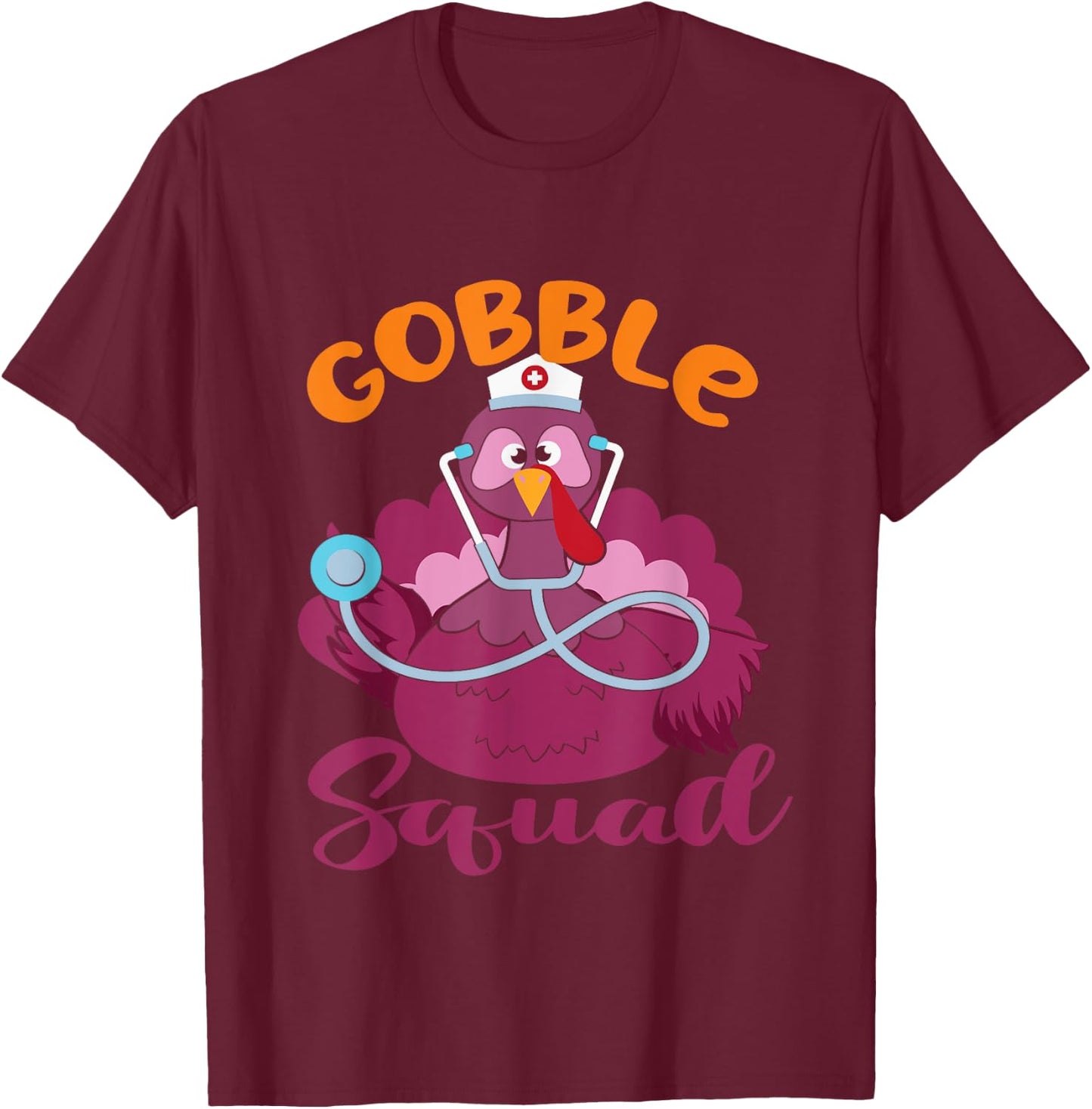 cardiac Nurse Gobble Squad, Funny Turkey Thanksgiving, er T-Shirt - T-Shirt | Maroon