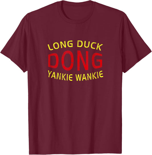 Long Duck Dong Yankie Wankie Funny Vintage Retro 80s Black T-Shirt - T-Shirt | Maroon