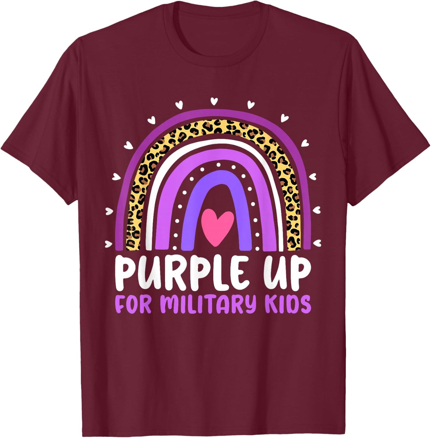 Purple Up for Military Kids Month Military Child Rainbow Small T-Shirt - T-Shirt | Maroon