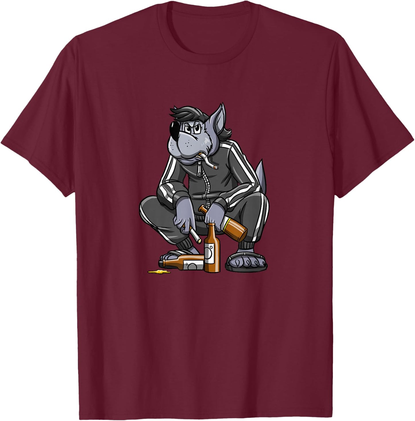 Russian Gopnik Russian Squat Nu Pogodi Wolf Russian T-Shirt - T-Shirt | Maroon
