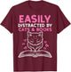 Easily Distracted By Cats Books Bookworm Women Girls Kids T-Shirt - T-Shirt | Maroon