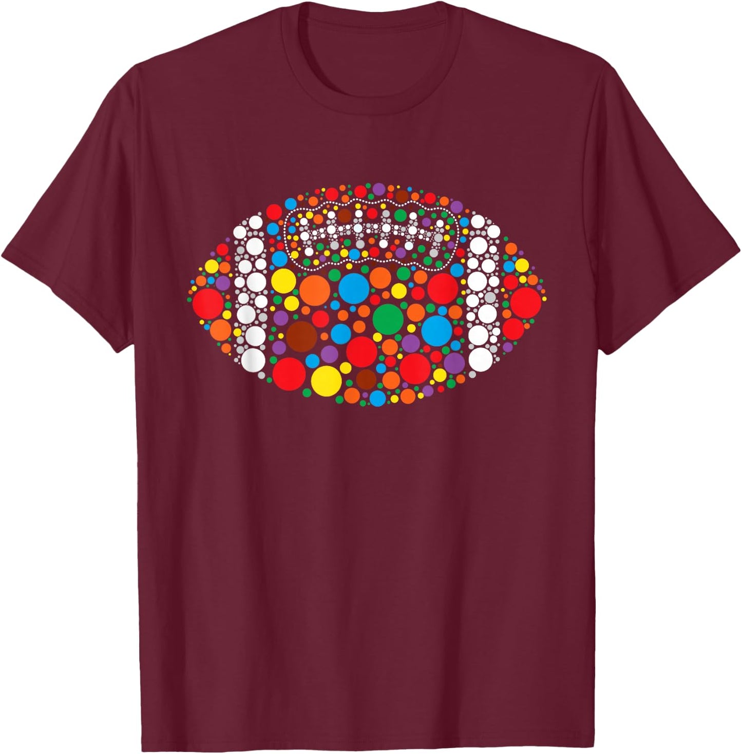 Colorful Polka Dot Football for Dots Day cool sports art T-Shirt - T-Shirt | Maroon