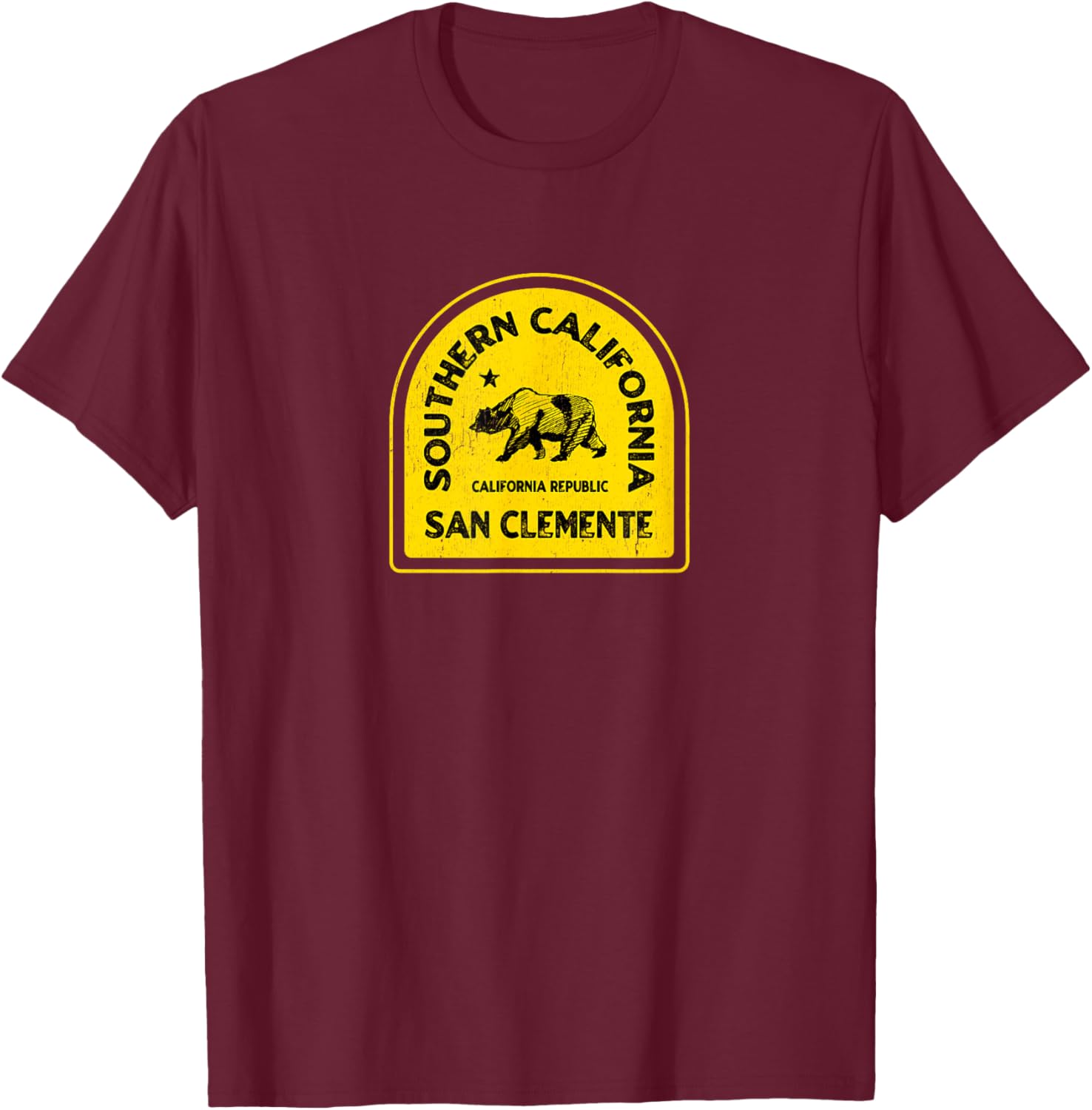 San Clemente CA Vintage Style Southern California T-Shirt - T-Shirt | Maroon