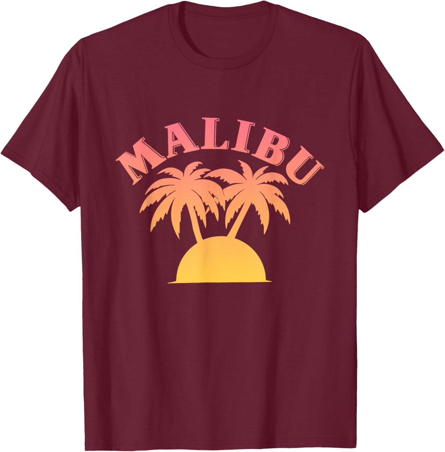 Malibu Sunset - California - Aesthetic Design - Classic T-Shirt - T-Shirt | Maroon