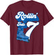 Rollin' Into 7 Roller Skating Birthday 7th Boy Kids Skate T-Shirt - T-Shirt | Maroon