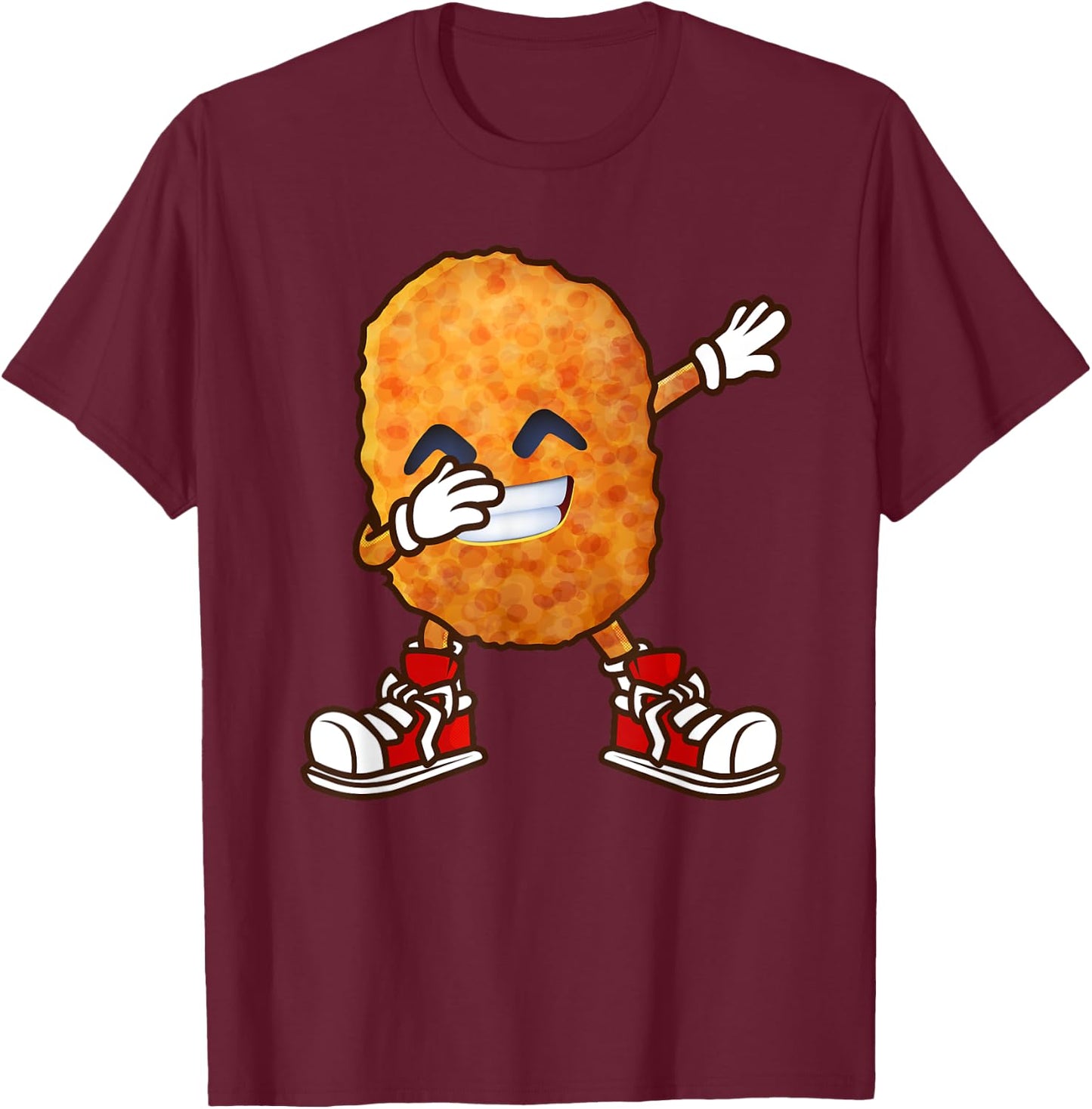 Funny Dabbing Chicken Nuggets Design For Kids Nugget Lover T-Shirt - T-Shirt | Maroon