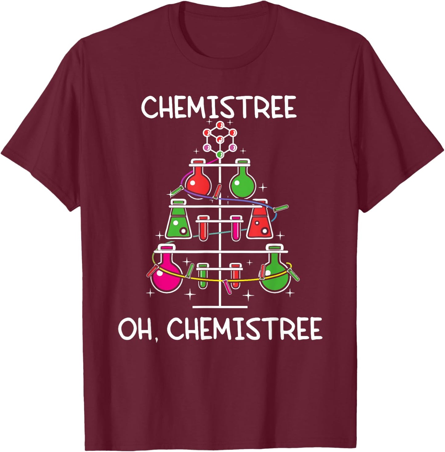 Chemistree Ugly Christmas Tree Sweater Chemistry Science Pun T-Shirt - T-Shirt | Maroon