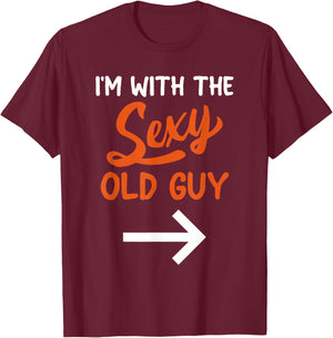 Lazy Halloween Costume for Couple I'm with The Sexy Old Guy T-Shirt - T-Shirt | Maroon
