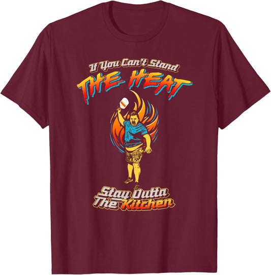 Cant Stand The Heat Stay Out Of Kitchen Fit2Serve Pickleball T-Shirt - T-Shirt | Maroon