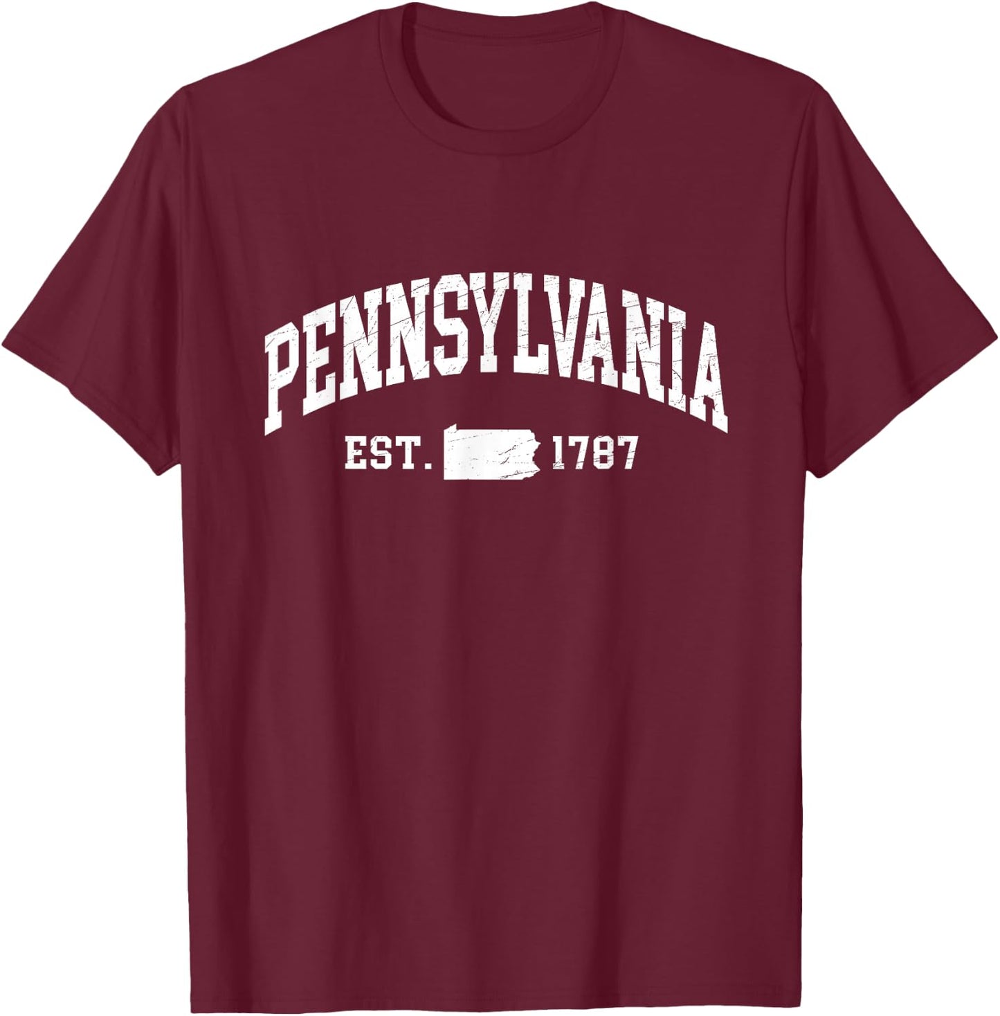 Pennsylvania Est. 1787 - Distressed/Worn Design - Classic T-Shirt - T-Shirt | Maroon