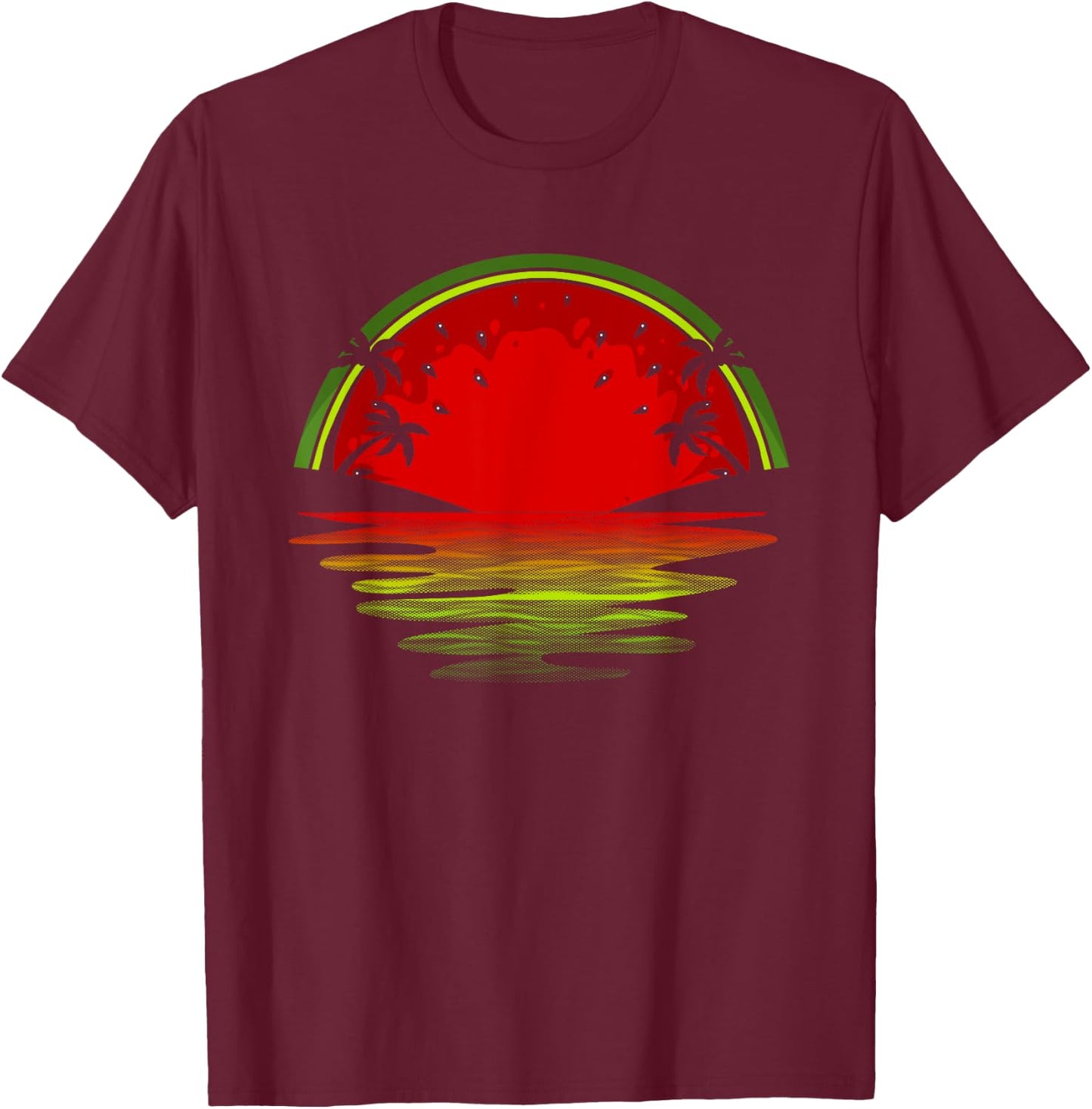 Cool Watermelon Women Tropical Sunset Fruit Summer T-Shirt - T-Shirt | Maroon