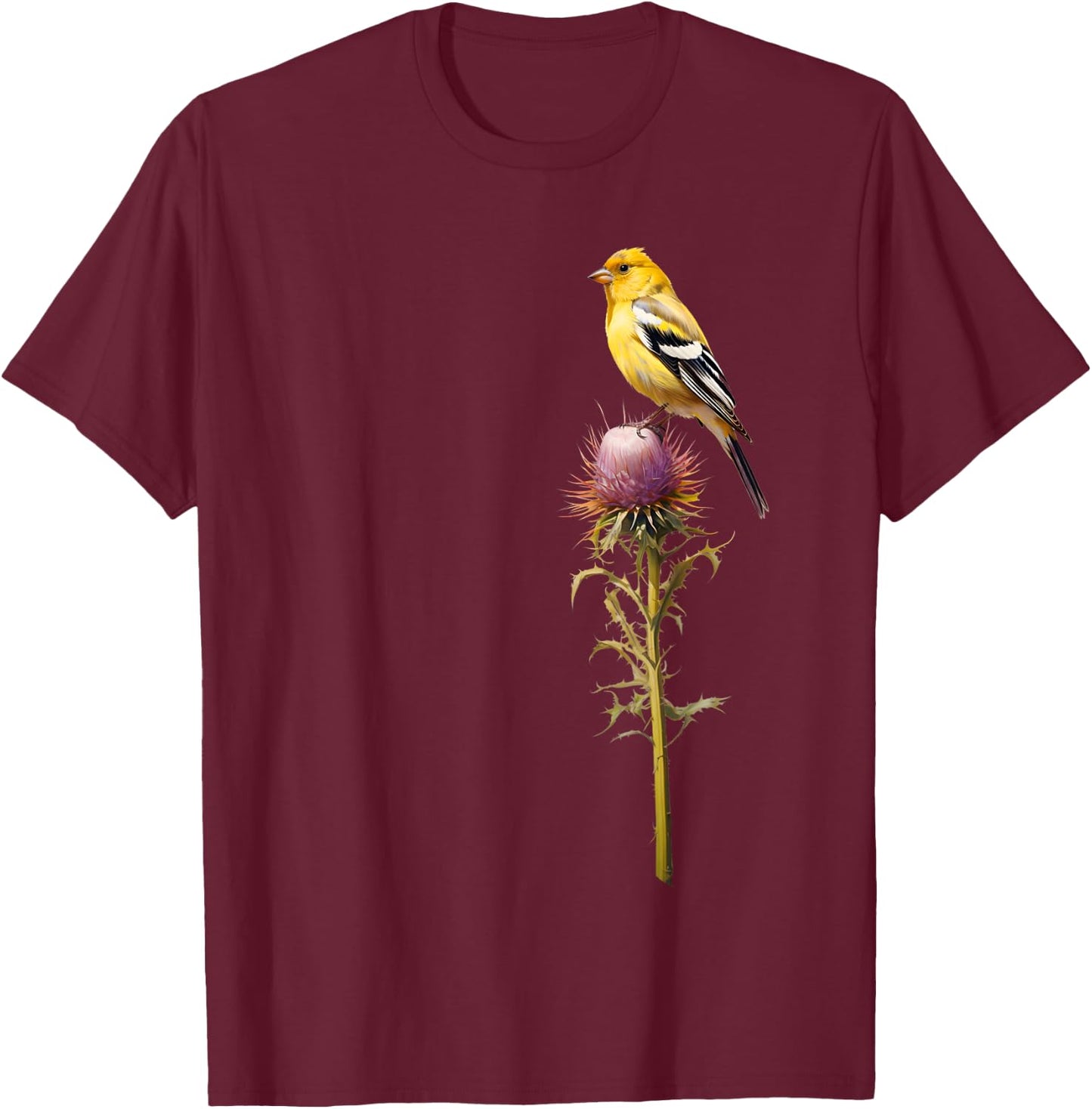 Birding and Bird Lovers Apparel Decor Accessories American Goldfinch Backyard Bird Watching Watchers Birder -Adults Black Short Sleeve Small T-Shirt - T-Shirt | Maroon