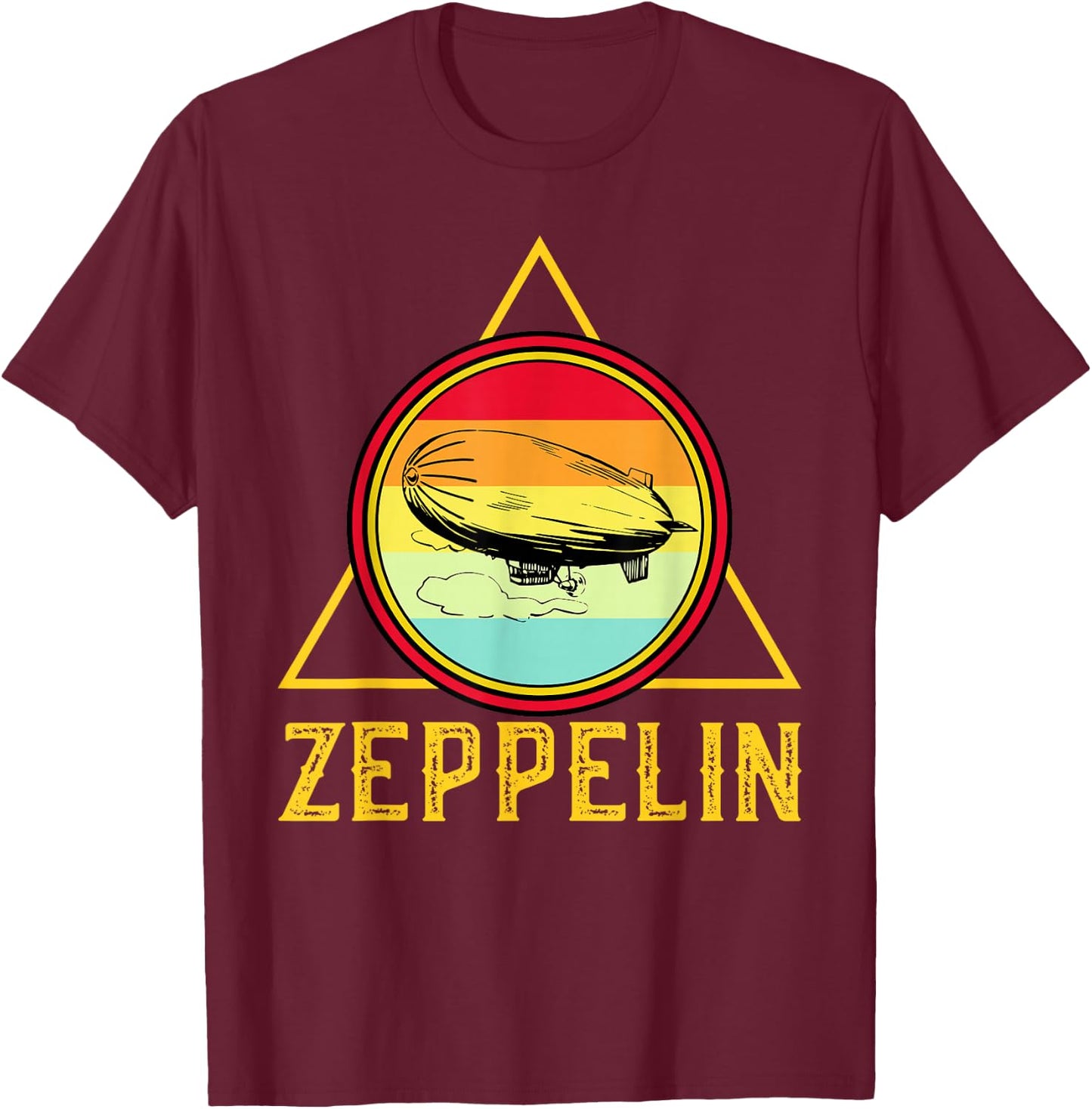 Vintage Retro Zeppelin - 70s 80s Dirigible Airship Blimp T-Shirt - T-Shirt | Maroon