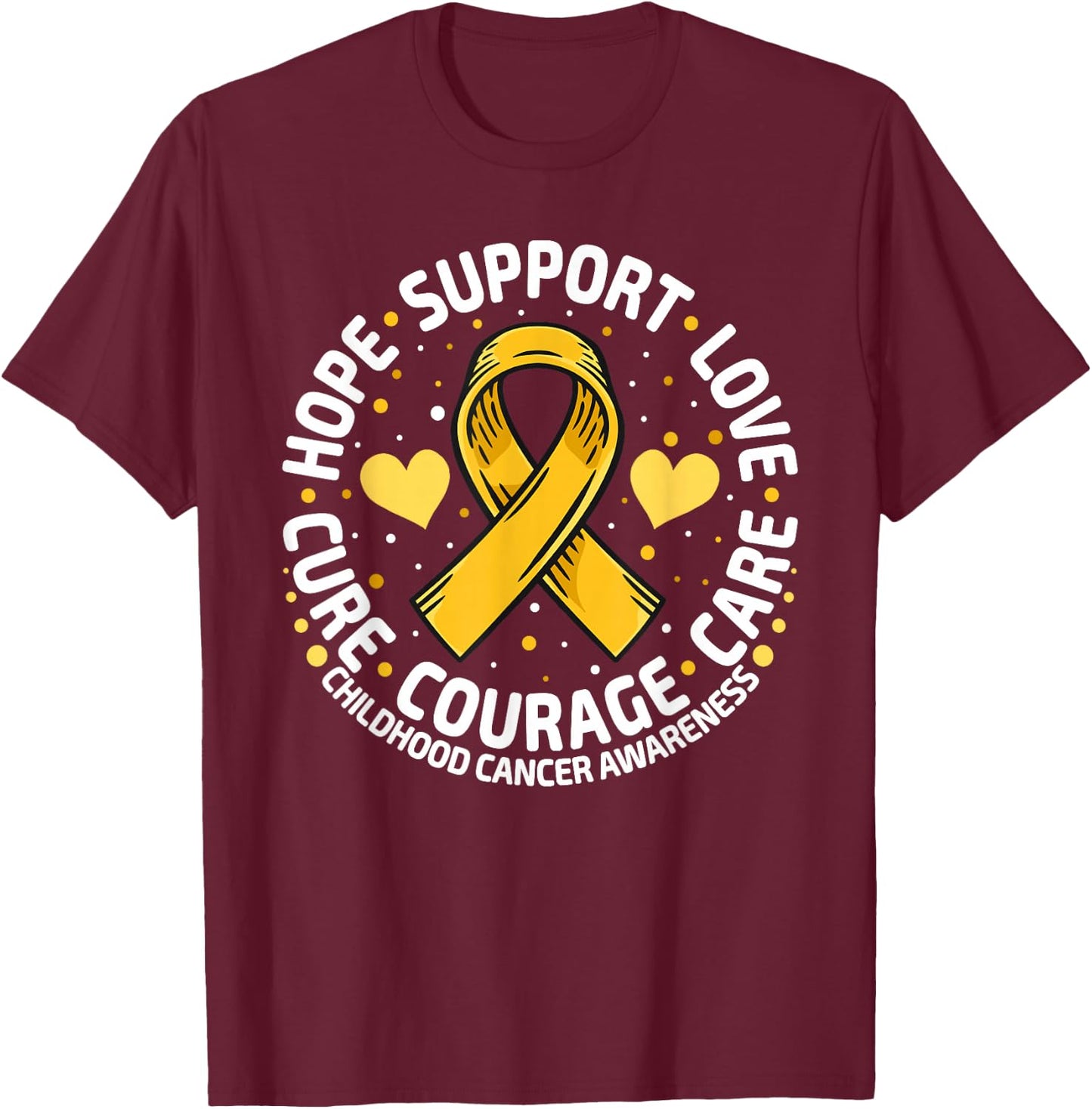 Childhood Cancer Support Family Childhood Cancer Awareness T-Shirt - T-Shirt | Maroon