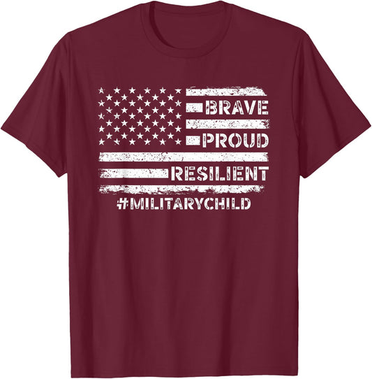 Military Kids Shirt Adult Purple 2025 Month Military Child T-Shirt - T-Shirt | Maroon
