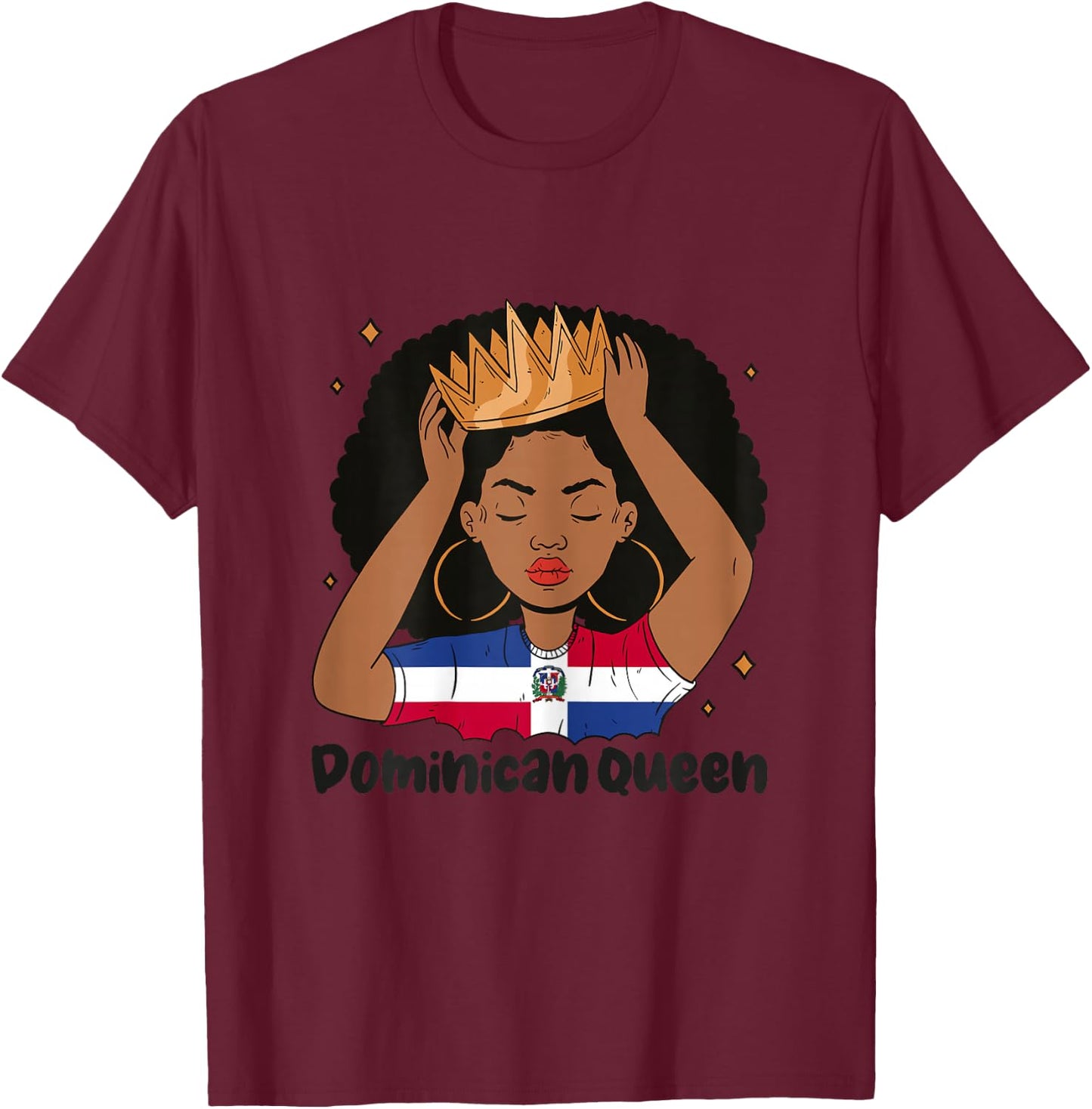 Dominican Queen Afro Hair Latina Dominicana Heritage T-Shirt - T-Shirt | Maroon