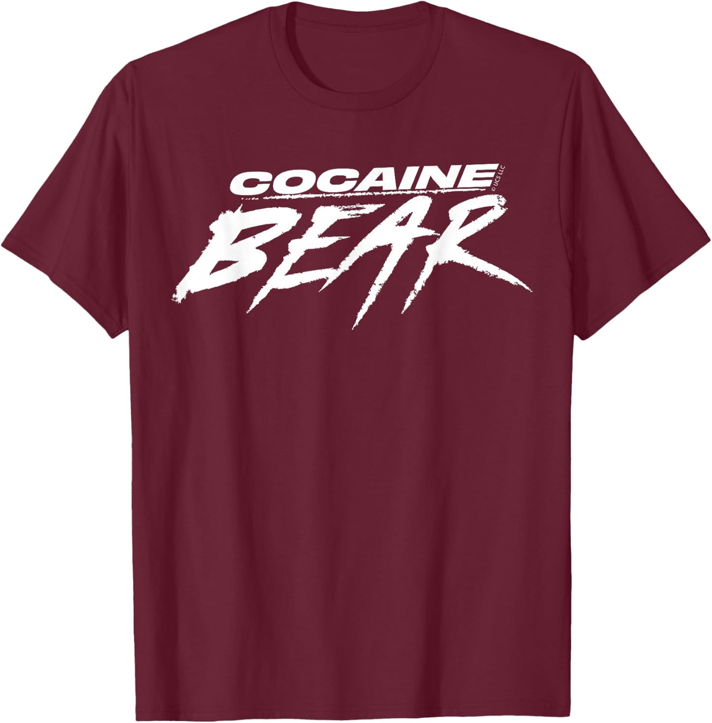 Cocaine Bear Black and White Logo T-Shirt - T-Shirt | Maroon