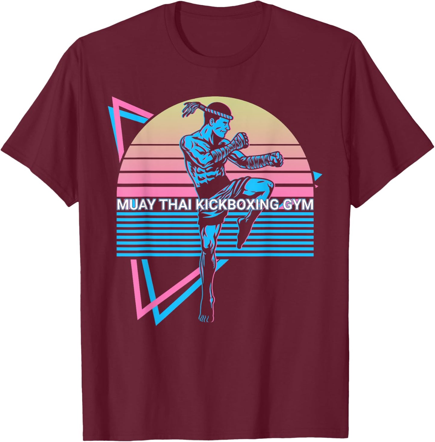 Muay Thai Kickboxing Retro Muay Thai Kickboxing Gym T-Shirt - T-Shirt | Maroon