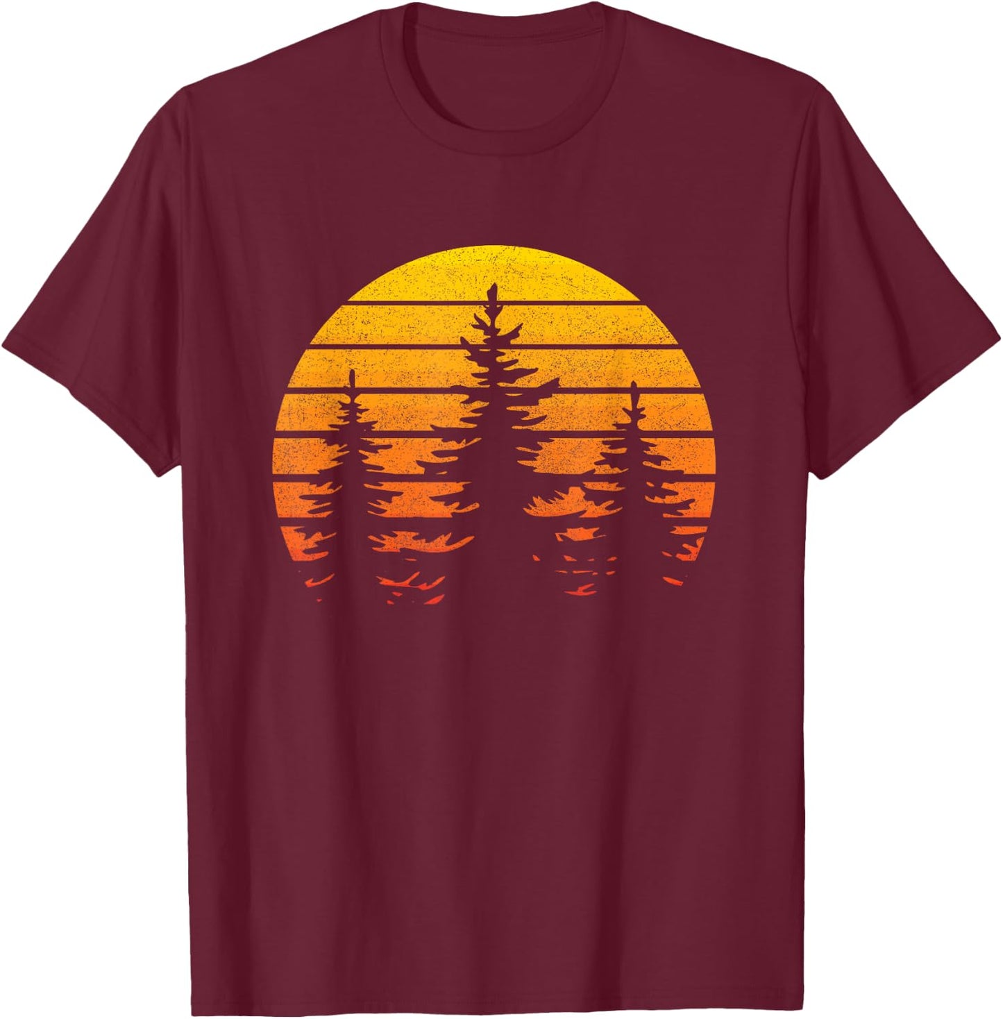 Vintage Forest Trees Outdoors Nature Retro Graphic Women Men T-Shirt - T-Shirt | Maroon